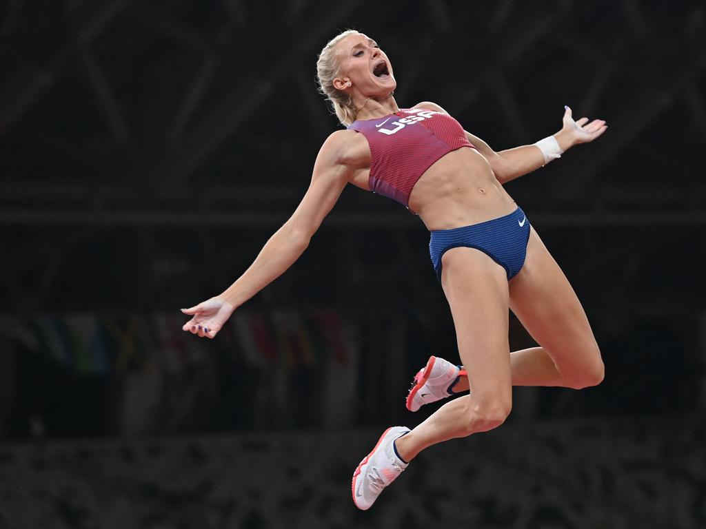 Team USA's Katie Nageotte reacts as she competes in the women's pole vault final. Picture: Andrej Isakovic/AFP