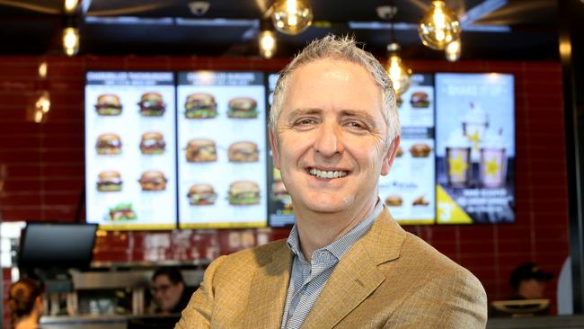 CKE Restaurant Holdings CEO Jason Marker outside Carl’s Jr at Redbank Plains. Picture: Steve Pohlner/AAP