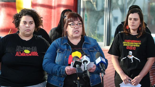 Warriors of Aboriginal Resistance refused to answer questions from the media at a press conference on Friday. Picture: Ian Currie