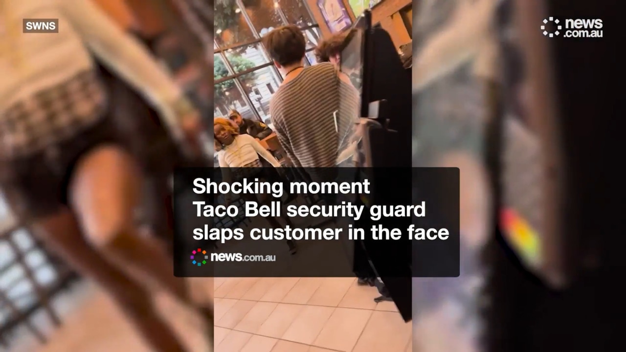 Shocking moment Taco Bell security guard slaps customer in the face