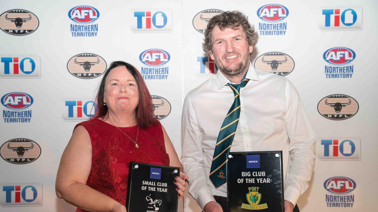 Jabiru Bombers and PINT were awards best the small and big club awards at the 2022-23 NTFL Nichols Medal Night. Picture: Pema Tamang Pakhrin