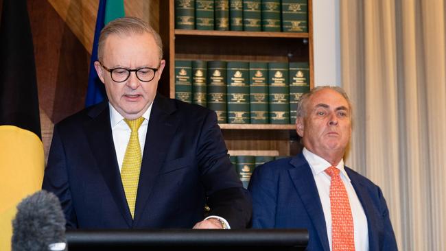 Anthony Albanese with and Trade Minister Don Farrell. Picture: Jason Edwards / NewsWire