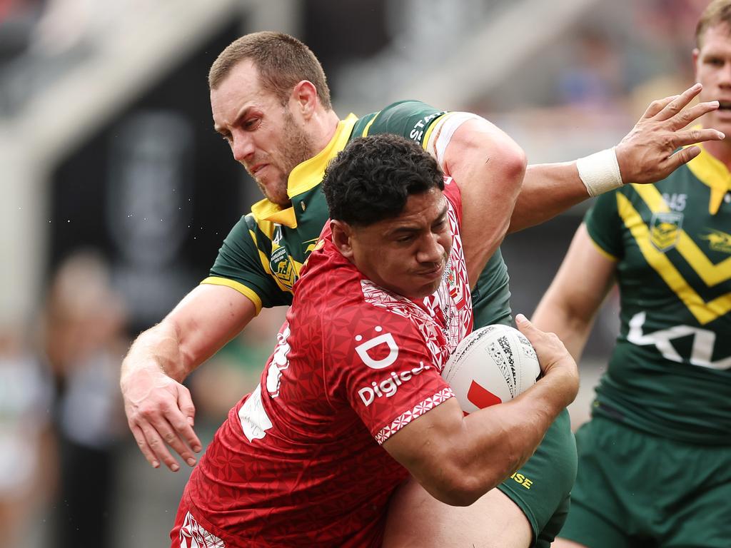 Taumalolo suffered the injury while representing Tonga at the Pacific Championships, but was able to play through the pain and feature in the final against Australia. Picture: Getty Images