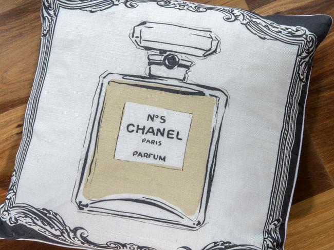 Chanel No. 5 cushion.