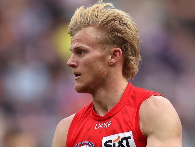 PERTH, AUSTRALIA - JUNE 23: Bodhi Uwland of the Suns in action during the round 15 AFL match between Fremantle Dockers and Gold Coast Suns at Optus Stadium, on June 23, 2024, in Perth, Australia. (Photo by Paul Kane/Getty Images)