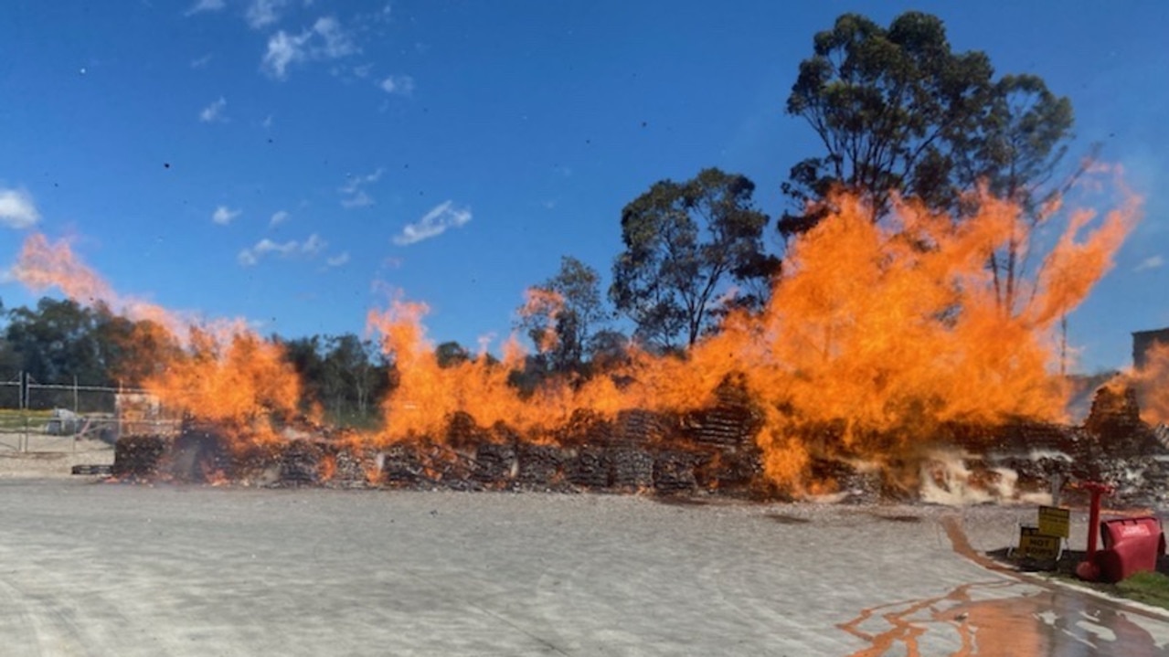 A NSW Fire and Rescue spokesman said gas bottles and pallets of sanitiser were contained at the site.