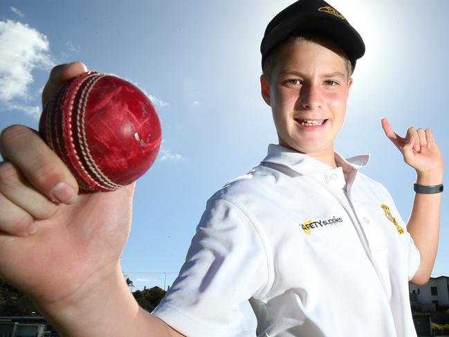 Kieran O'Loughlin 12 of Morphett Vale (Cricket player, Port Noarlunga Cricket Club) at Port Noarlunga Oval. He filled in for the club's B grade and took five wickets to help the side win a match last weekend. 04/02/16 Picture: Stephen Laffer