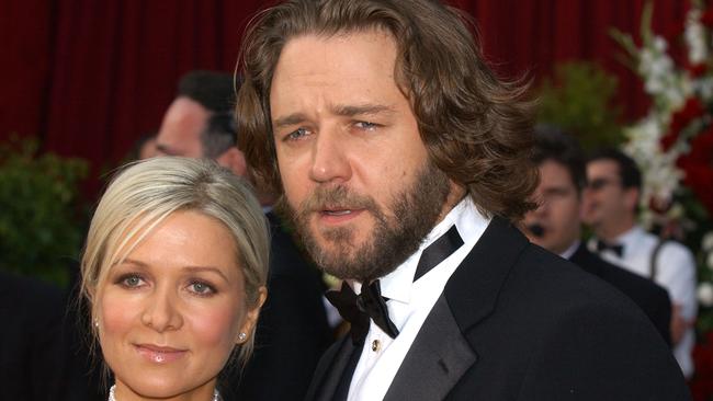 Russell Crowe and his ex-wife Danielle Spencer at the Academy Awards in 2002. Picture: Getty