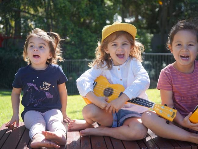 Happy little Vegemites Zalia Trengove (2), Sophia Trengove (3) and Lotus O'Brien (4).