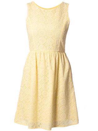 For a warmer day at the track, try this sunny number. MRP lemon dress $20, mrp.com.