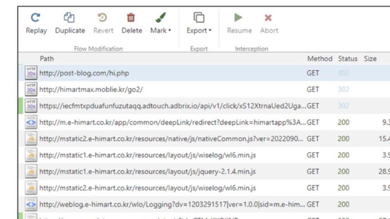 Websites the malware visited without the user’s knowledge. Picture: McAfee/screengrab