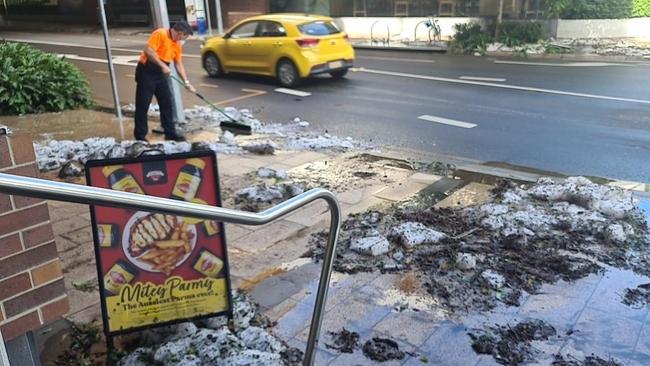 Readers shared images of the aftermath of the hail and thunderstorm in the Toowoomba region on Saturday night. Picture: Contributed.