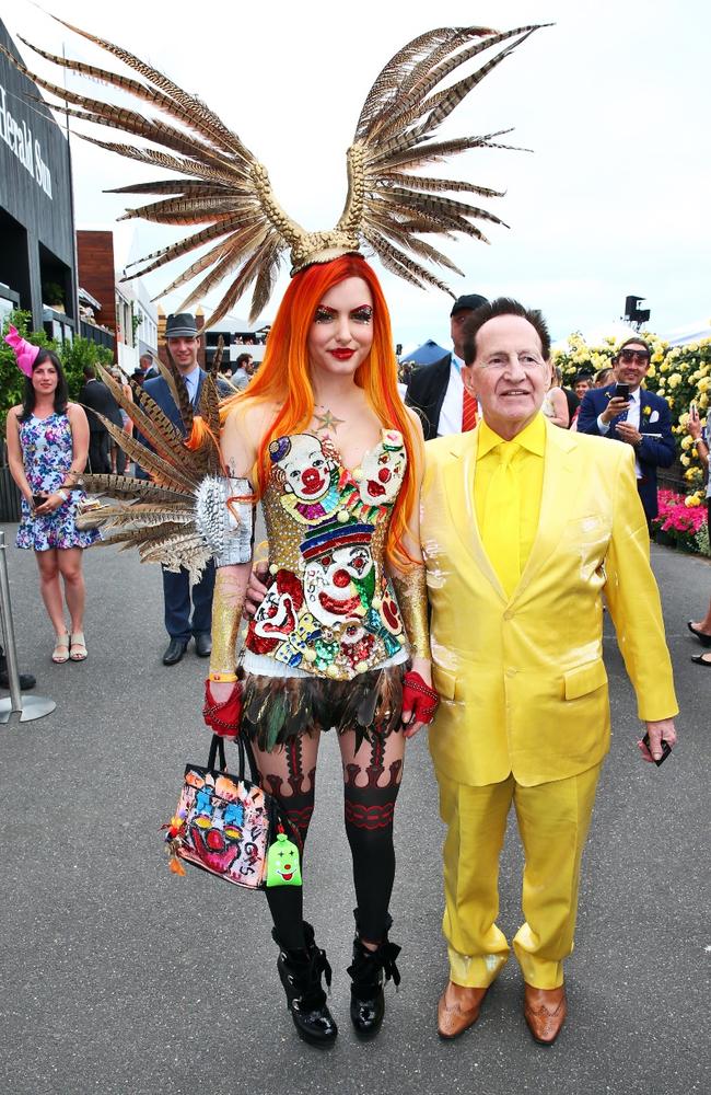 Gabi Grecko with Geoffrey Edelsten after his proposal in the Birdcage enclosure in 2014.