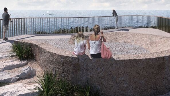 An artist's impression of the proposed "Yiningma" northern lookout on North Head at Manly — great for whale watching. Picture: Department of Planning, Industry and Environment