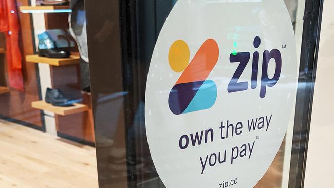 Zip signage is seen on a storefront in Sydney. Picture: AAP