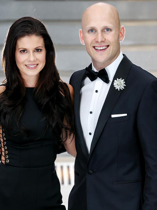 Gary Ablett and his wife Jordan are selling a Brownlow medal experience where a fan spends the day with them before the Brownlow and stays at Crown casino. Picture:Ian Currie