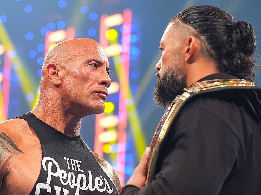 Cody Rhodes fans are flinching after a stare down between The Rock and WWE Champion Roman Reigns on Smackdown. Picture: WWE