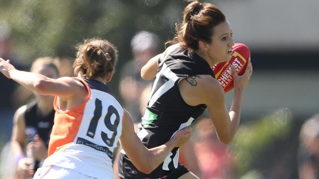 The Pies, led by captain Steph Chiocci, were far too good for the Giants. Picture: Getty