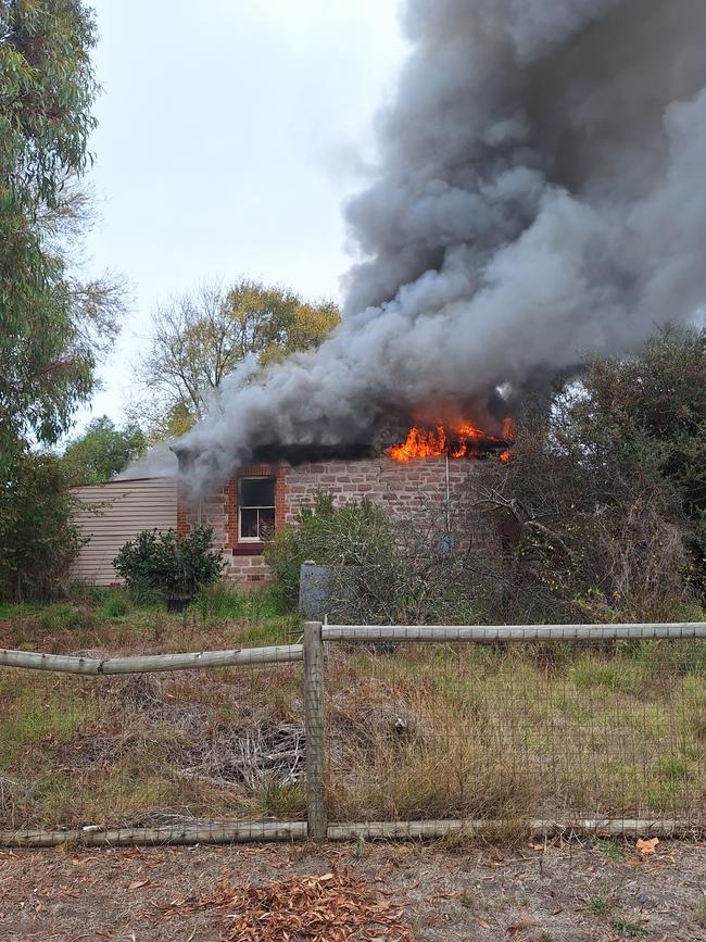 The abandoned house that erupted in flames in Mount Barker. Picture: Alex McAllum