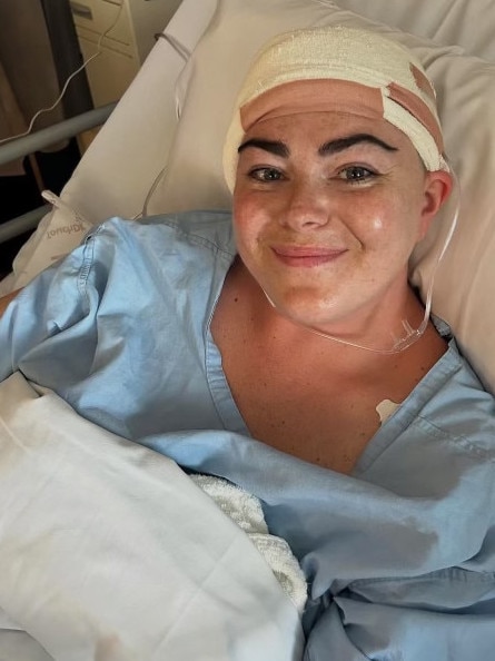 Ces Klemich after surgery to remove the tumour in November last year. Picture: Supplied