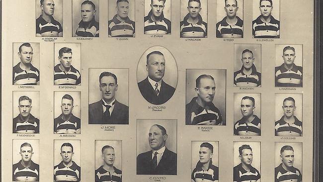 1931 Geelong premiership collage including Charlie Clymo, bottom centre. Picture: Bob Gartland Collection