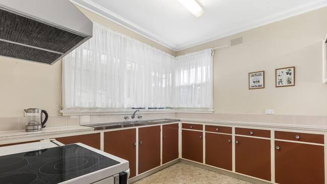 There are original features such as the kitchen.
