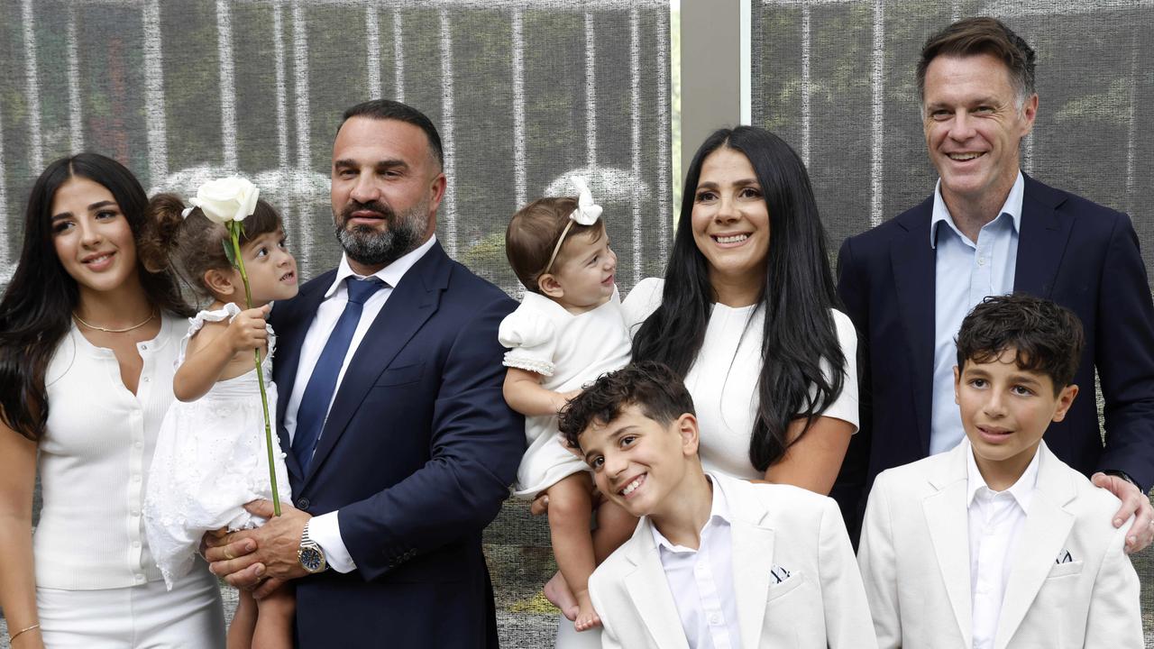 The Abdallahs and the Premier of NSW Chris Minns at the Steps for Forgiveness event, The Botanical Gardens, Sydney. Picture: Damian Shaw