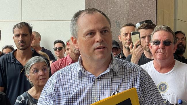 Lawyer Danial Kelly outside the Supreme Court after launching legal action against the Territory government's Covid-19 vaccine mandate. Picture: Jason Walls