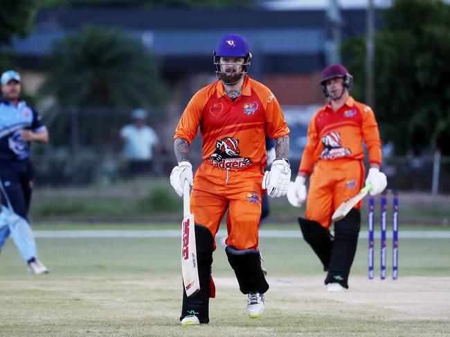 Barrier Reef Big Bash Game 1: Badgers v Hurricanes at Griffiths Park. Badgers' opening batsmen Elliott Lovejoy and Angus Warnock. Picture: Stewart McLean