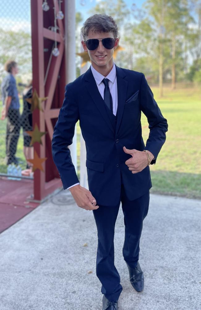 Adam Simpkins arrives at the 2024 Gympie State High School graduation formal.