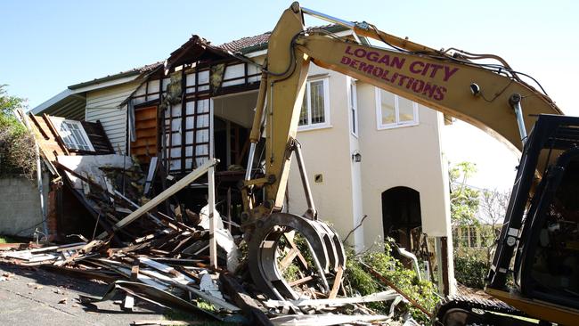 The pre-1946 Auchenflower house being ripped down. Picture: Liam Kidston