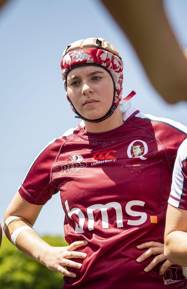 Taleah Ackland of Queensland Reds as Downs Rugby host Next Gen 7s at Toowoomba Sports Ground, Saturday, October 12, 2024. Picture: Kevin Farmer