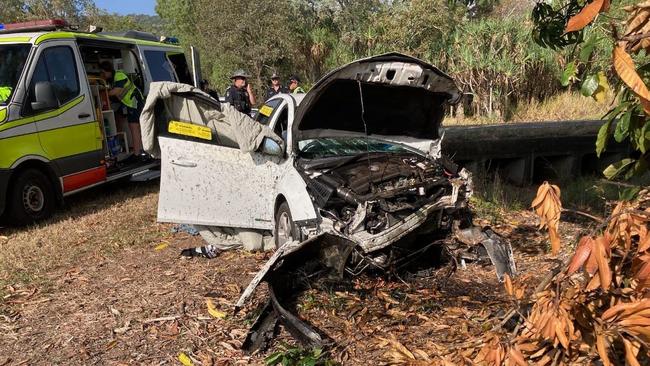 Traffic crash on the Bruce Highway at Coolbie, north of Townsville.