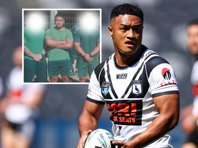 Manase Fainu (inset) won’t be able to watch brother Latu’s NRL debut.