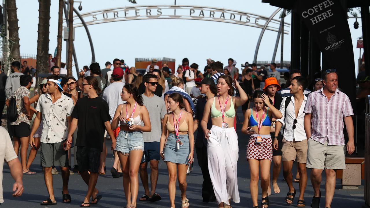 Schoolies kicked off on Saturday at Surfers Paradise on The Gold Coast. Picture: Jason O'Brien