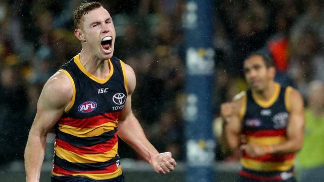 Tom Lynch celebrates a first quarter goal.