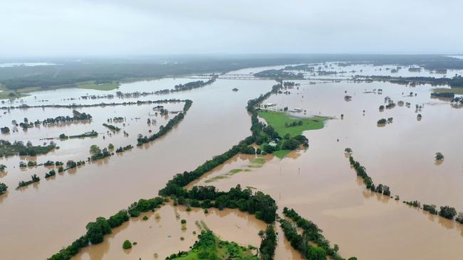 An aerial shot taken over Sancrox near Port Macquarie. Picture: Luke Bullus