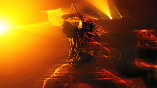 Randy Blythe belts out the vocals during Lamb of God's set at the Brisbane Entertainment Centre. Picture: Asagai Images