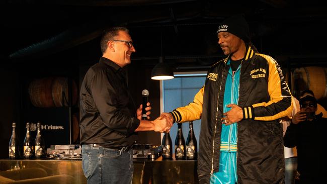 Treasury Wine Estates boss Tim Ford meets Snoop Dogg. Picture: Supplied