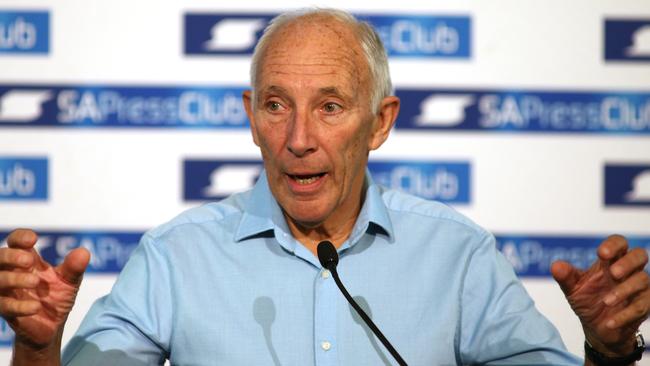 Cycling commentator Phil Liggett at the SA Press Club in Adelaide. Picture: AAP Image/Kelly Barnes