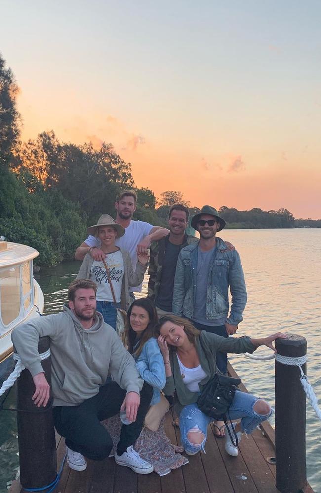 The Hemsworths and friends relax on Richard Branson's private island.