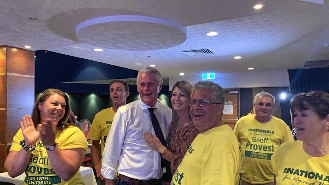 WELL DONE: Member for Tweed Geoff Provest and his partner Kirstin Alexander celebrating him retaining the seat for the National Party. Picture: SUPPLIED