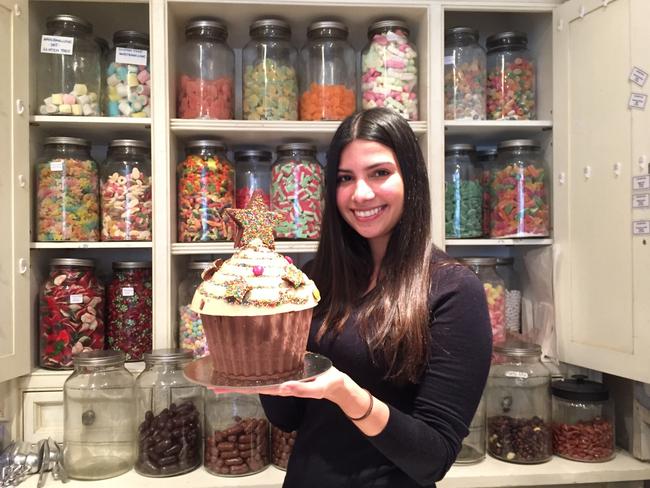 Stephany Cuellar with seriously decadent offerings including a pinata cake at Scrumptious.