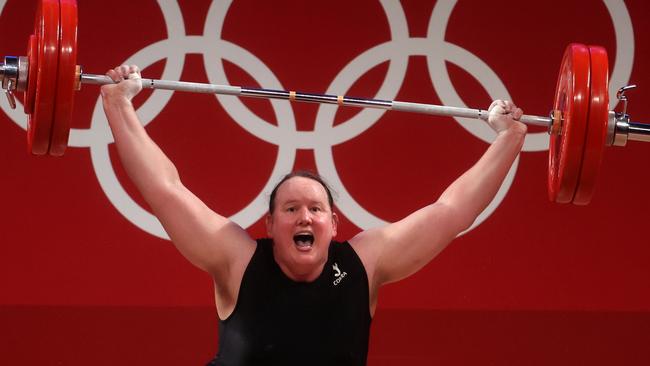 Laurel Hubbard of New Zealand in the Weightlifting at the Tokyo Olympics. Picture: Getty Images