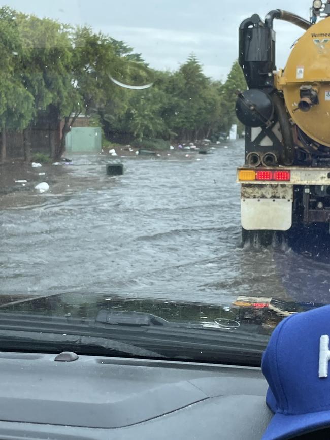 Cars becoming submerged on a western suburbs street. Picture: Supplied