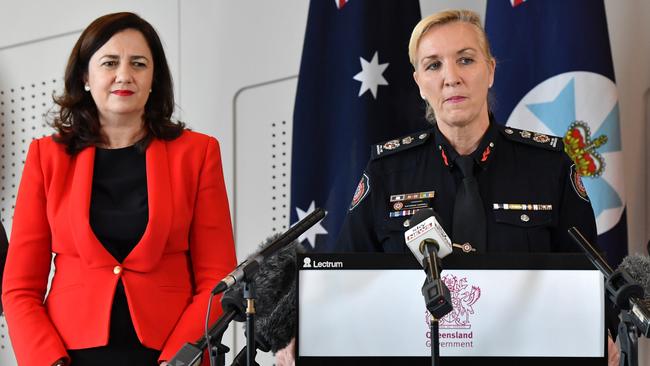 Queensland Premier Annastacia Palaszczuk, left, and New Queensland Police Commissioner Katarina Carroll. Picture: AAP