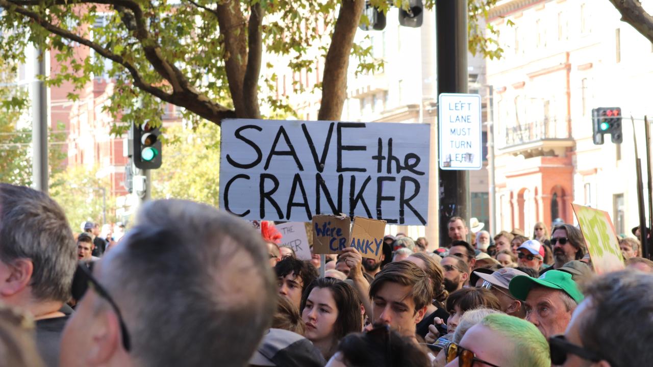 Thousands of live music fans gathered to rally to save the Crown &amp; Anchor venue. Picture: Jessica Renaglia