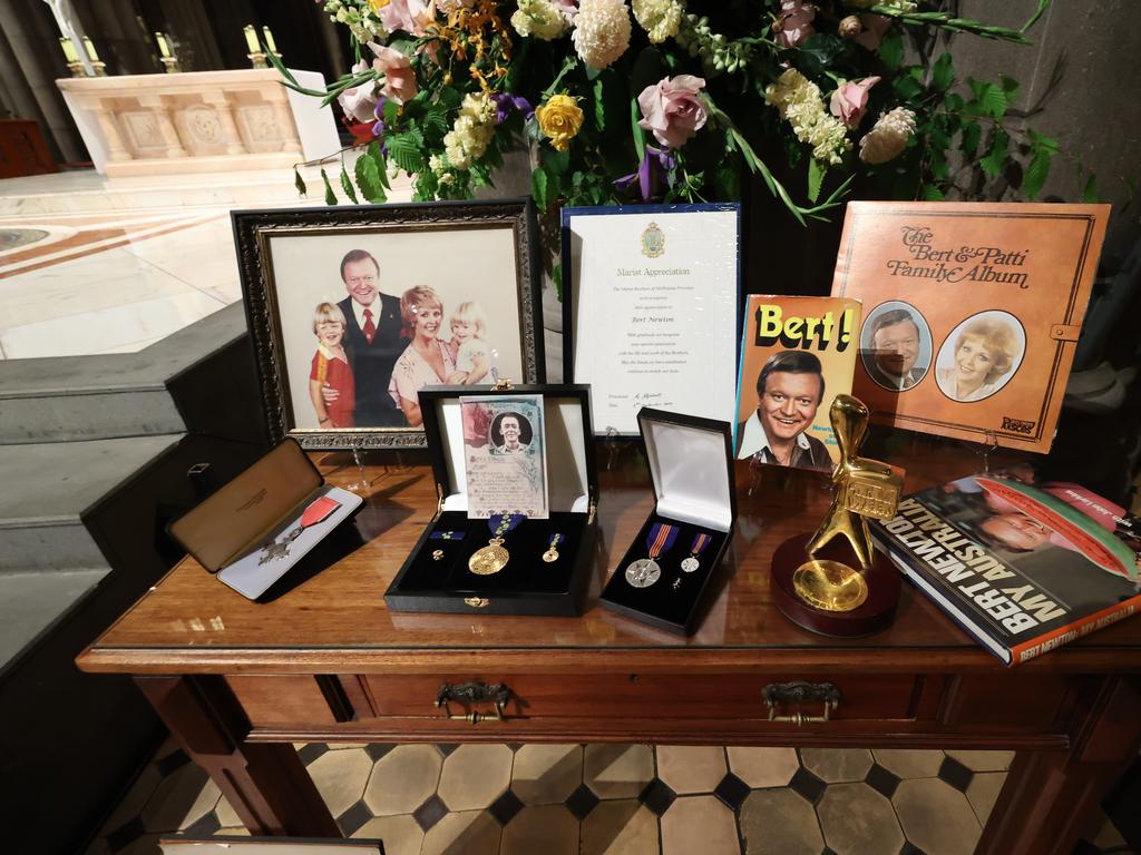 Some Bert Newton memorabilia is on display at the church, including one of his Logies. Picture: David Caird