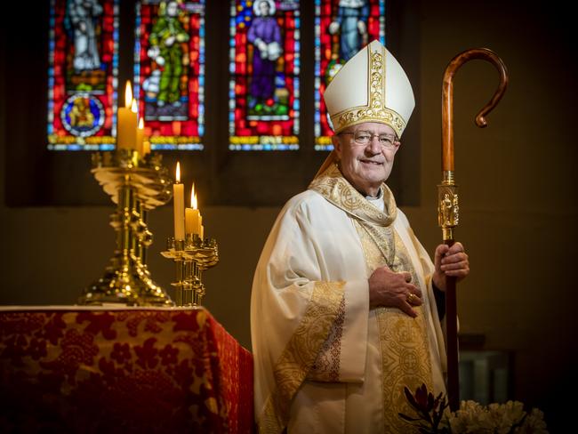 Archbishop Julian Porteous is pleased churches are set to reopen from Monday for 10 parishioners at a time. Picture: LUKE BOWDEN