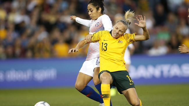 Chile proved tough to break down in the first half. (AAP Image/Darren Pateman)